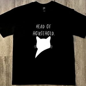 Head of Household Cat Graphic T-Shirt - Black artist original, unisex large